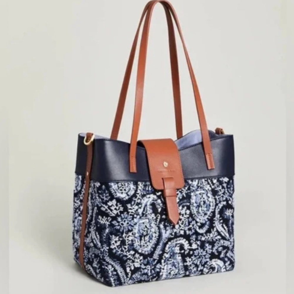 Spartina 449 Olivia Tote Marsh Boardwalk Tote NWT NEW Leather and Embroidered